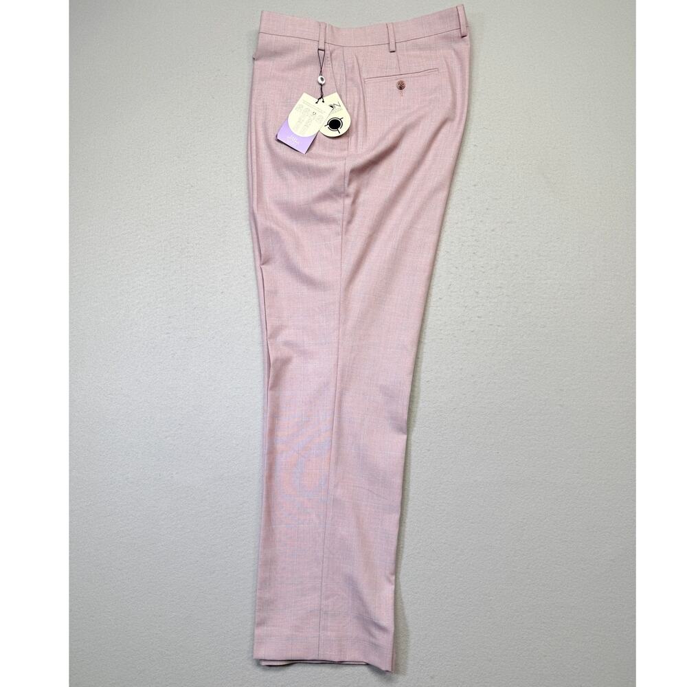 Tayion Collection Men's Regular-Fit windowpane Suit  Pants Mauve 38x32 $135